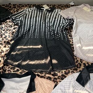 Black and White Geometric Men's Dress Shirt